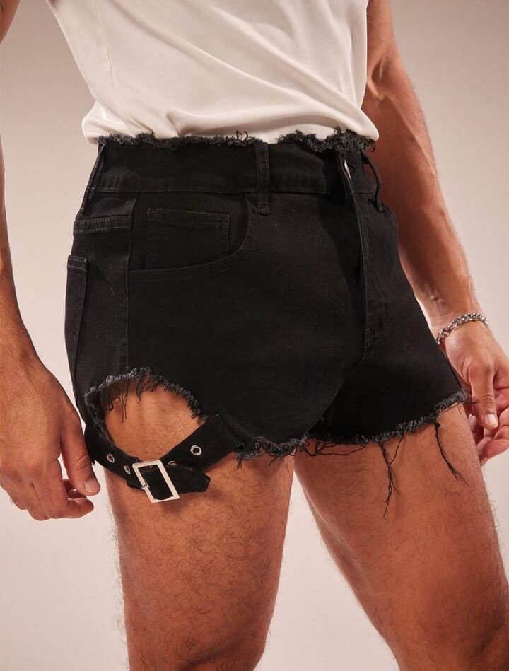 Rebel Cutout Denim Shorts